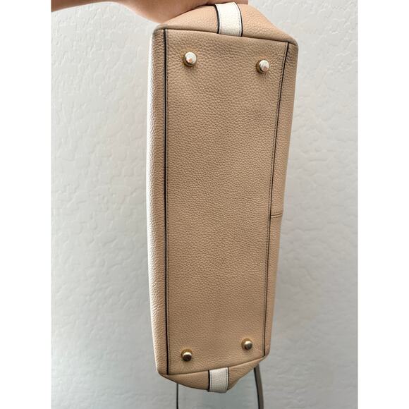 COACH | Pebbled Leather Colorblock Tote Bag F57496 Black Beige Cream - Picture 9 of 10